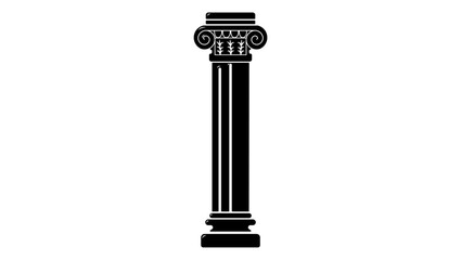 Greek, Roman Column black isolated silhouette