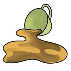 vector illustration of  spilled tea