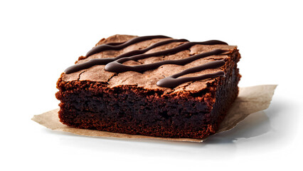 A thick and chewy brownie cookie with a deep, fudgy texture and chocolate drizzle