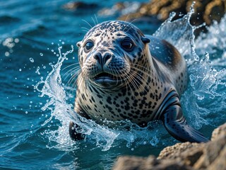 Obraz premium Seal emerging from water