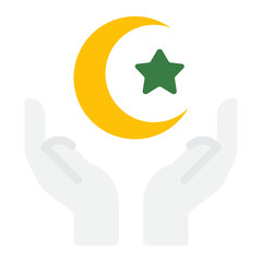 Symbolic Logo of Hands Holding Crescent Moon and Star