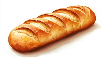 Golden loaf of crusty bread on a white background capturing the essence of artisanal baking and culinary delight