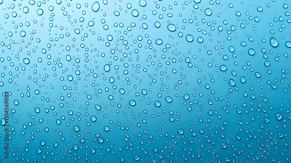 Poster close up of water droplets on a gradient blue background with a refreshing and clean look for variou