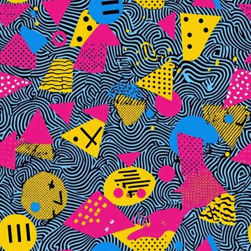 Colorful and dynamic retro 80s pattern seamless background wallpaper perfect for stylish design and creative projects