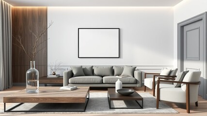 Cozy Living Room Featuring Plush Couch Warm Coffee Table and Modern Television Creating Comfortable Ambiance