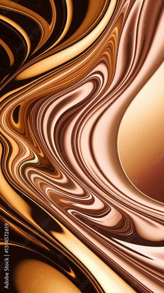 Poster abstract image of swirling brown and gold hues creating a fluid, luxurious texture, suggestive of el
