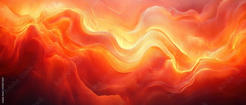 Poster fiery abstract landscape with glowing waves and warm tones creating a dynamic and energetic visual e