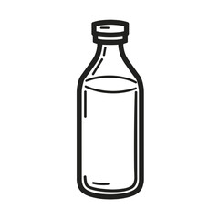 Minimalist bottle of milk icon on  transparent background