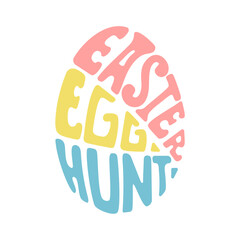 Text in egg shape. Egg hunt. Easter.