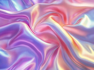 Obraz premium Iridescent flowing silk fabric with vibrant pastel colors and soft folds creating a luxurious and dreamy texture for fashion design