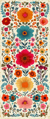 Colorful floral pattern with vibrant flowers and intricate designs. Perfect for textiles or home decor