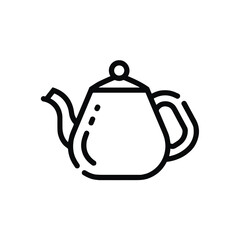 Obraz premium Minimalist kettle icon in black line art, modern design