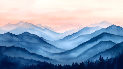 Obraz premium Majestic mountain landscapes shrouded in ethereal fog and soft morning clouds