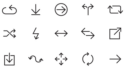 Mega set of vector arrows. Right, arrow, direction, up simple black style symbol sign. Set different cursor arrow direction symbols in flat style. Vector illustration.