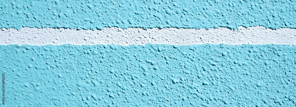 Poster a horizontal view of a textured aqua wall with a white line running across it