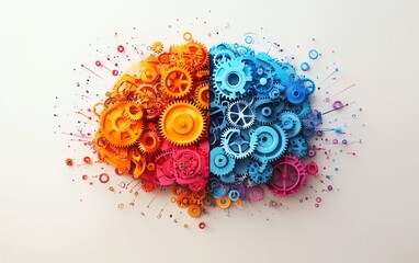 Colorful brain gears concept