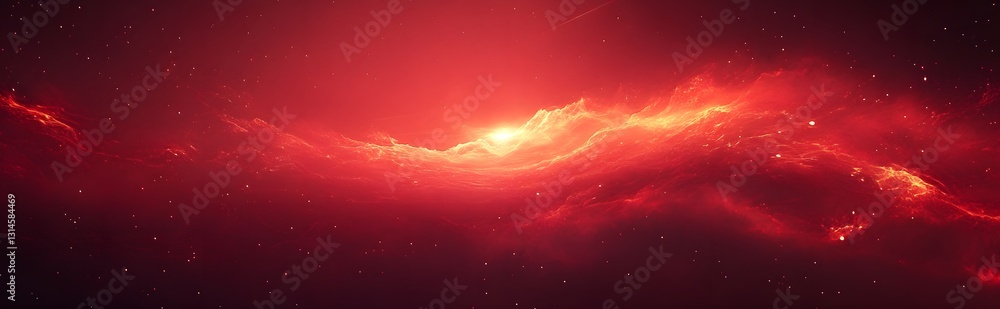 Aufkleber a captivating image of a red nebula with glowing particles, evoking a sense of mystery and cosmic be
