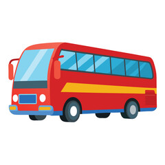 A Red and Yellow Tourist Bus Cartoon Illustration for Travel and Transportation