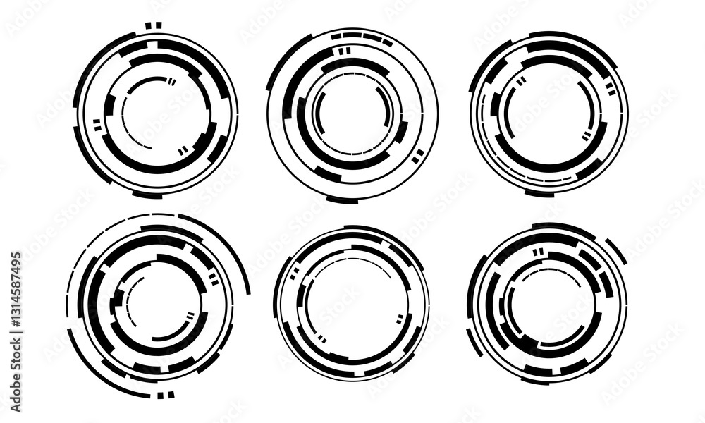 Aufkleber set of sci fi black circle user interface elements technology futuristic design modern creative on w