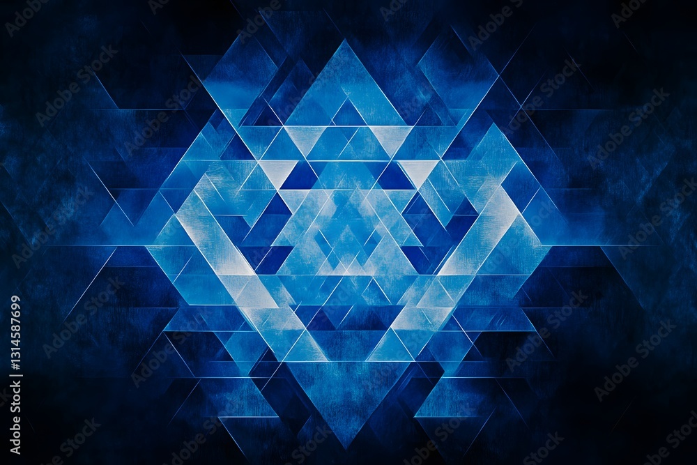 Poster abstract geometric pattern with a blue triangle design