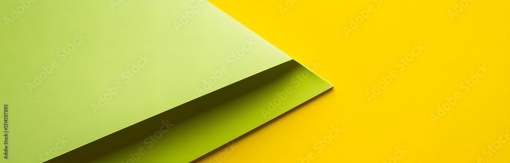 Aufkleber minimalist abstract geometric background in green and yellow color, featuring two sheets of paper cr