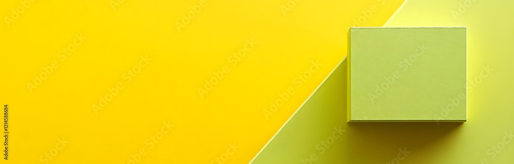Poster a vibrant abstract composition features a lime box on a diagonal yellow-green background