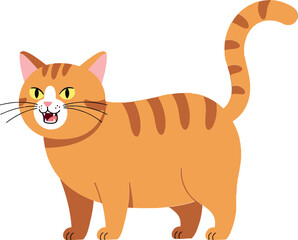 Obraz premium Playful orange tabby cat with cheerful expression in minimal vector illustration
