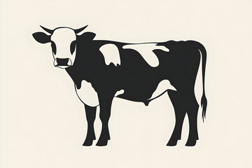 Cow Silhouette: Black and White Bovine Image, Farm Animal Graphics