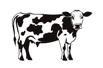 Cow Silhouette: Black and White Dairy Cattle Illustration