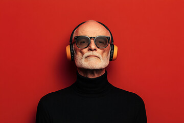 Fototapeta premium Fashion headphones character advertising portrait