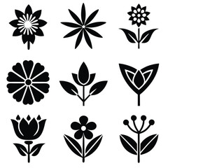set of floral design elements