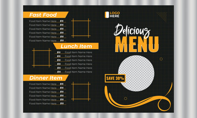 Delicious food menu design for print