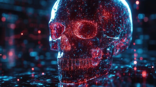 Neon Skull: A Digital Mortem in Cyberpunk Hues