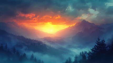 Naklejka premium Golden Skies – Breathtaking Sunrises & Dreamy Sunsets