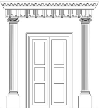 recommend clip art: vector sketch illustration silhouette design entrance door of old house classic vintage ethnic europe 