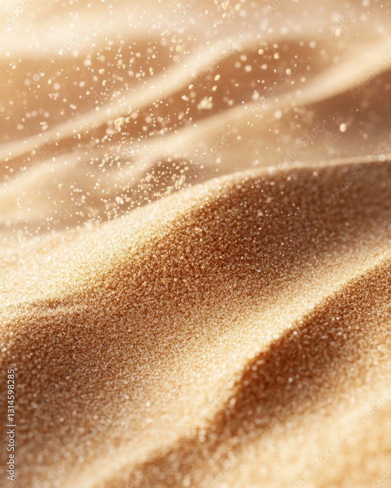 Poster golden sand dune texture with soft light and bokeh creating a warm and inviting atmosphere perfect f