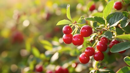 Obraz premium Cranberry bush in a natural habitat, full of ripe berries ready for harvest