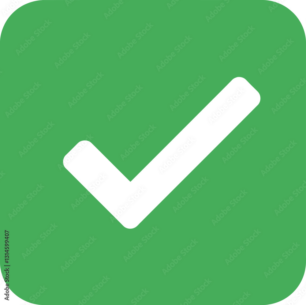 Poster green checkmark symbol in a flat design style representing approval and success in vector art