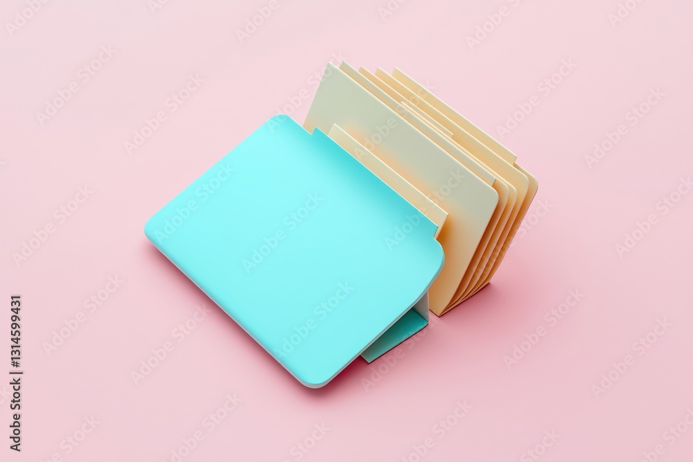 Poster pastel background, 3d folder representing efficient filing.