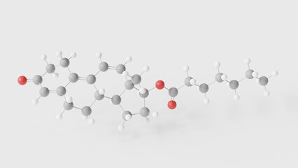 trenbolone enanthate molecule 3d, molecular structure, ball and stick model, structural chemical formula anabolic steroid