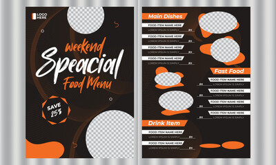 Weekend food menu design for print ready 