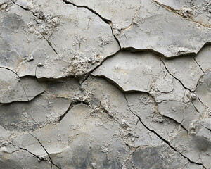 Obraz premium Grey cracked surface texture, showing dry earth or stone. Represents fragility, age, or natural weathering. Suitable for grunge or nature themes
