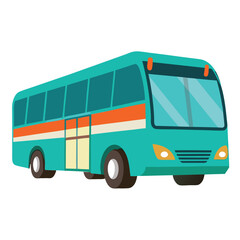 Teal and Orange Public Transportation Bus Illustration