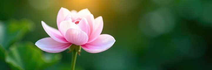 Fototapeta premium Delicate white petals unfolding from a pink flower stem, bloom, blossom, nature