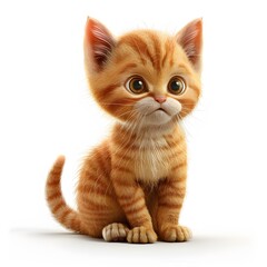Obraz premium Adorable Orange Tabby Kitten Sitting with Big Round Eyes in Light Background
