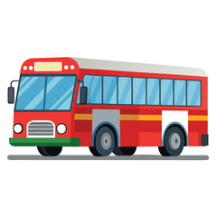 A Red City Bus Illustration Public Transportation Vehicle Design