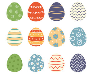 Set of colored easter eggs. Vector illustration in flat style