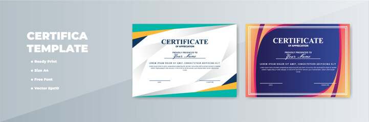 A4 Printable Certificate Templates; Modern Geometric & Wave Designs
