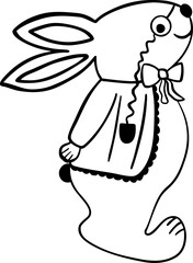 The Easter bunny in doodle style. Vector illustration on isolated background. 
