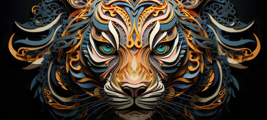quilling paper mask Tiger, ai generative